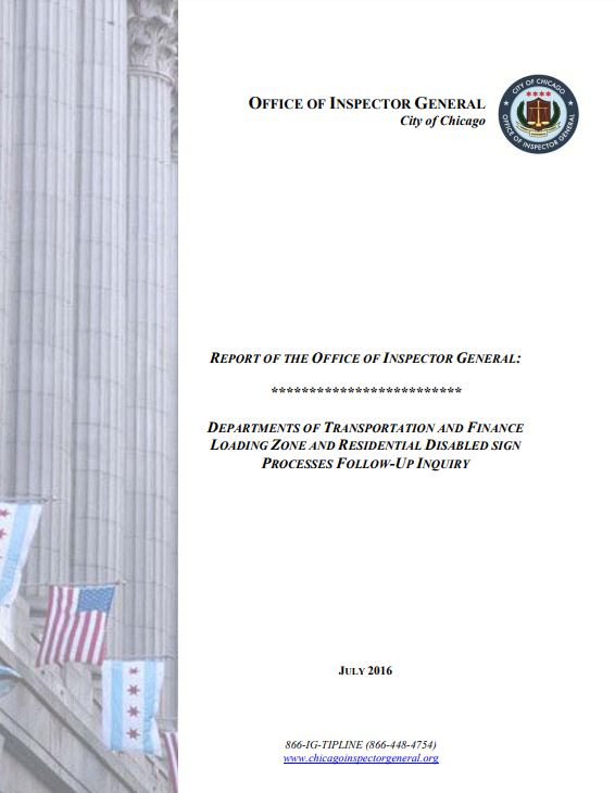 Follow-Up of Loading Zone and Residential Disabled Parking Sign Processes Audit - publication cover