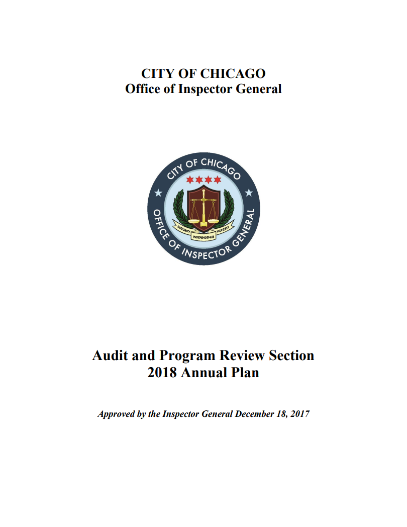 OIG 2018 APR Audit Plan - publication cover