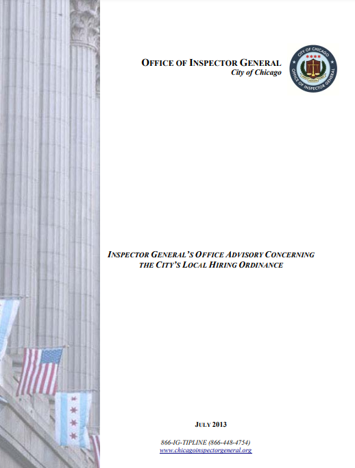OIG Advisory Regarding City’s Local Hiring Ordinance - publication cover