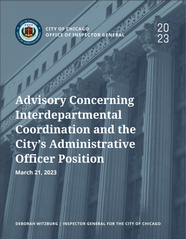 Advisory on Interdepartmental Coordination and the City’s Administrative Officer Position - publication cover
