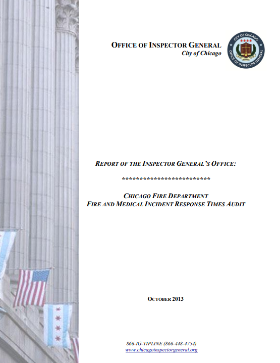 Audit of Chicago Fire Department Fire and Medical Incident Response Times Audit of Chicago Fire Department Fire and Medical Incident Response Times - publication cover
