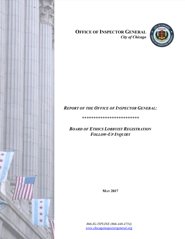 Follow-Up of Board of Ethics Lobbyist Registration Audit - publication cover