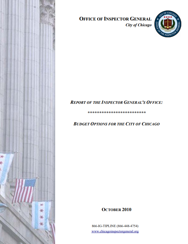 OIG 2010 Budget Options for the City - publication cover
