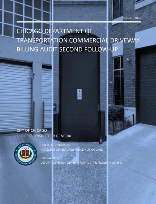 Chicago Department of Transportation Commercial Driveway Billing Audit Second Follow-Up - publication cover