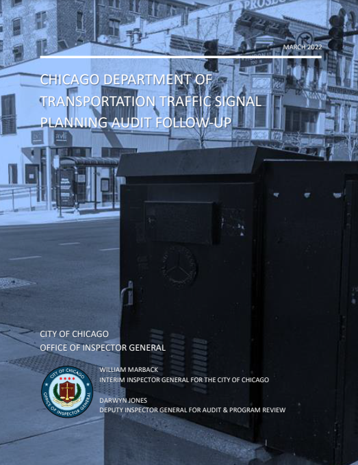 Chicago Department of Transportation Traffic Signal Planning Audit Follow-Up - publication cover