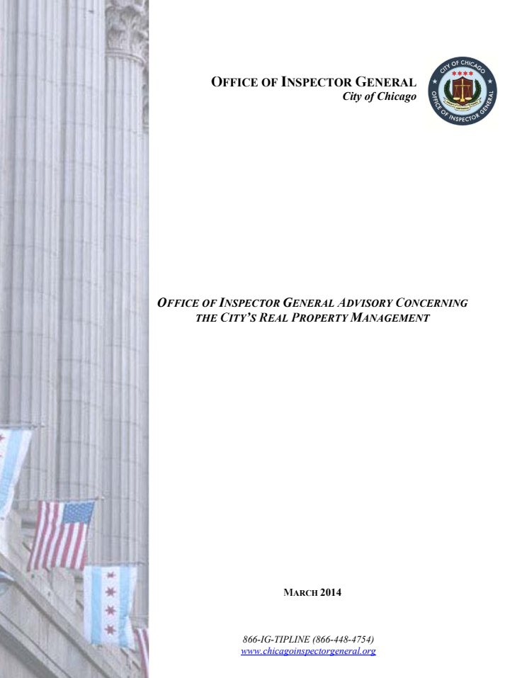 OIG Advisory Regarding City’s Real Property Management - publication cover