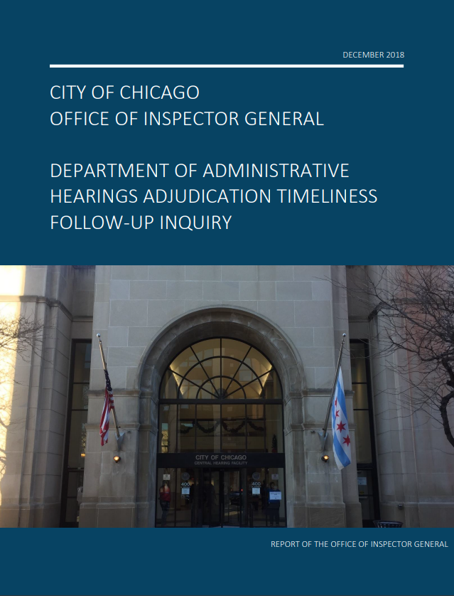 Department of Administrative Hearings Adjudication Timeliness Audit Follow-Up Inquiry - publication cover