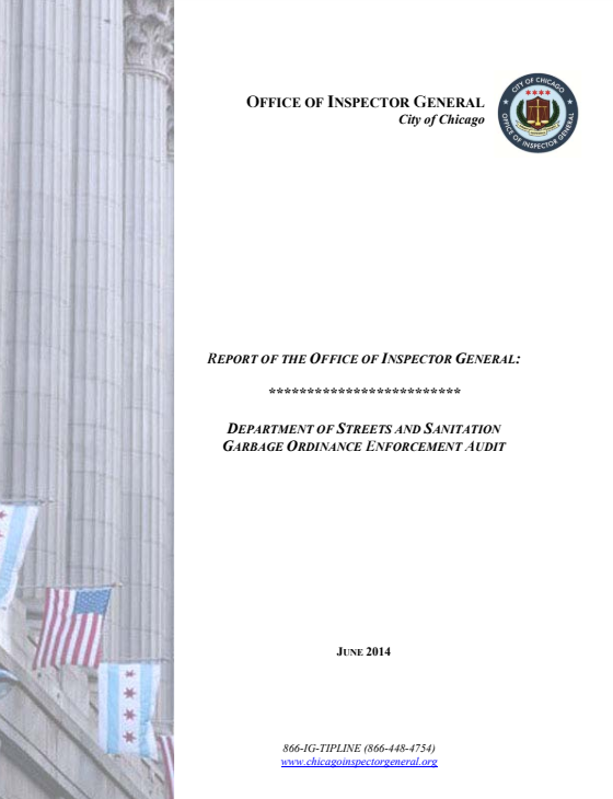 Advisory Regarding Training of Department of Streets and Sanitation Dispatch Personnel - publication cover