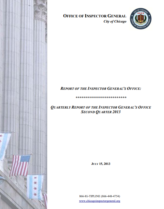 OIG Second Quarter Report 2013 - publication cover
