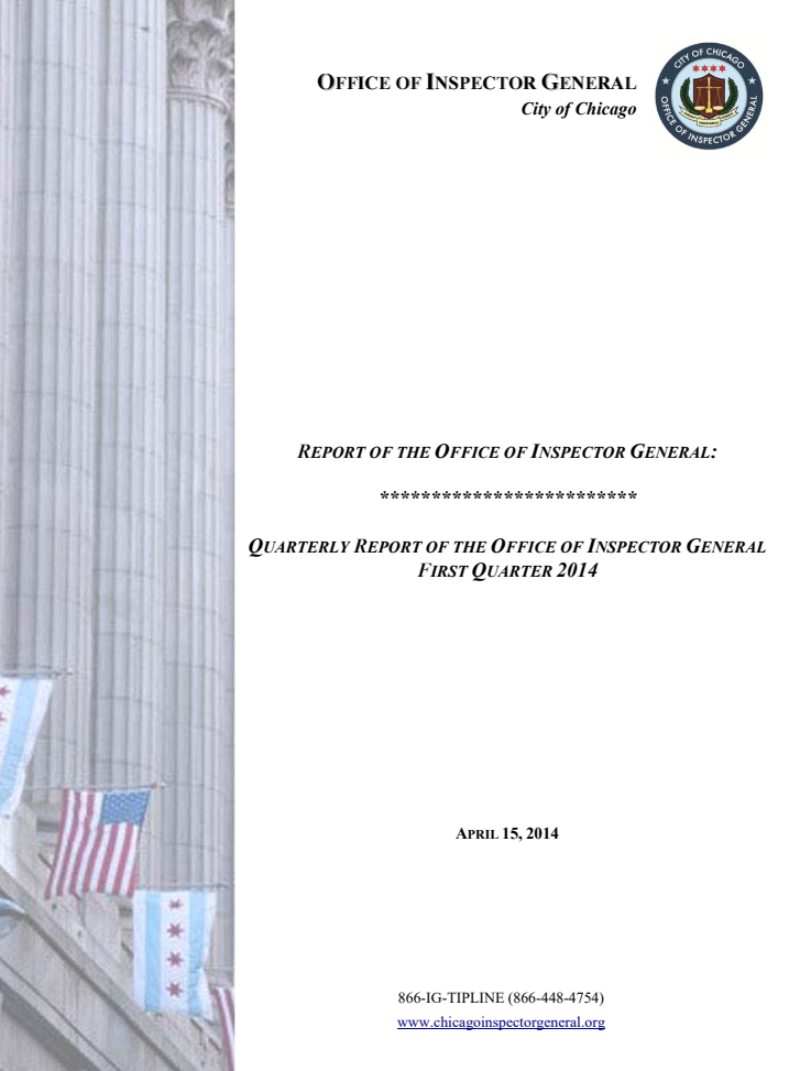 OIG First Quarter Report 2014 - publication cover