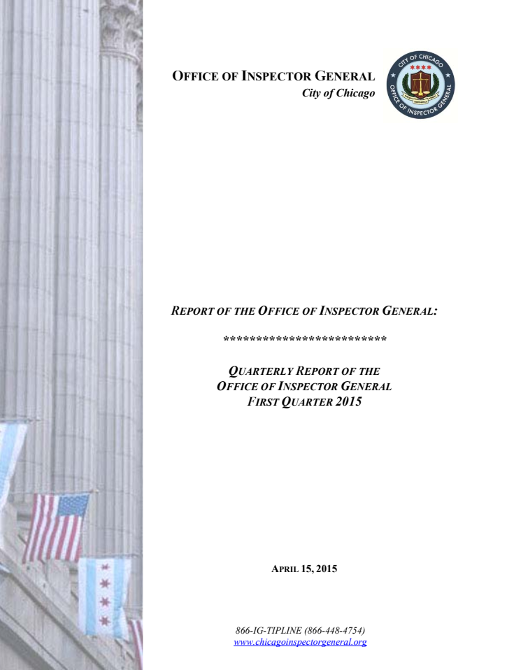 OIG First Quarter Report 2015 - publication cover