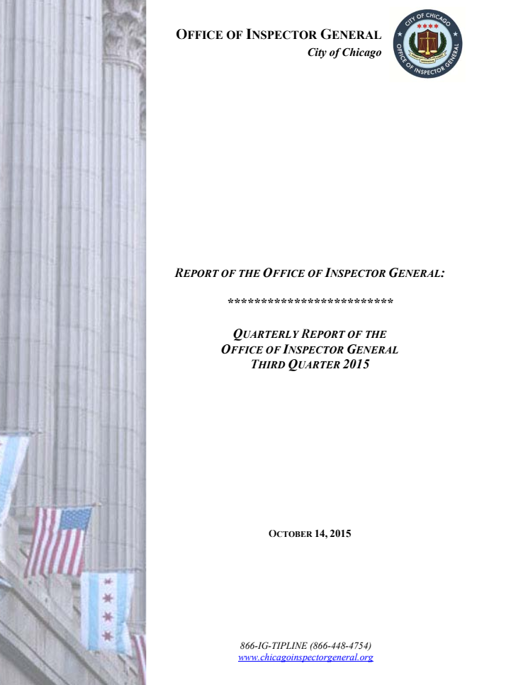 OIG Third Quarter Report 2015 - publication cover