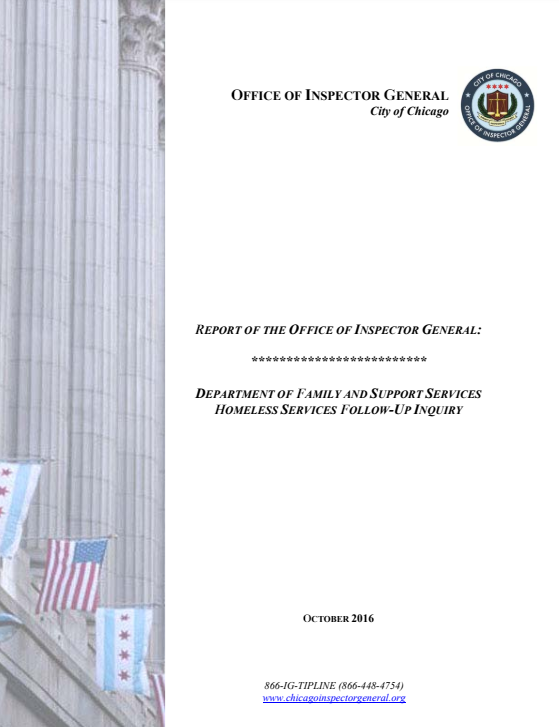 Follow-Up of Department of Family and Support Services Homeless Services Audit Follow-Up of Department of Family and Support Services Homeless Services Audit - publication cover