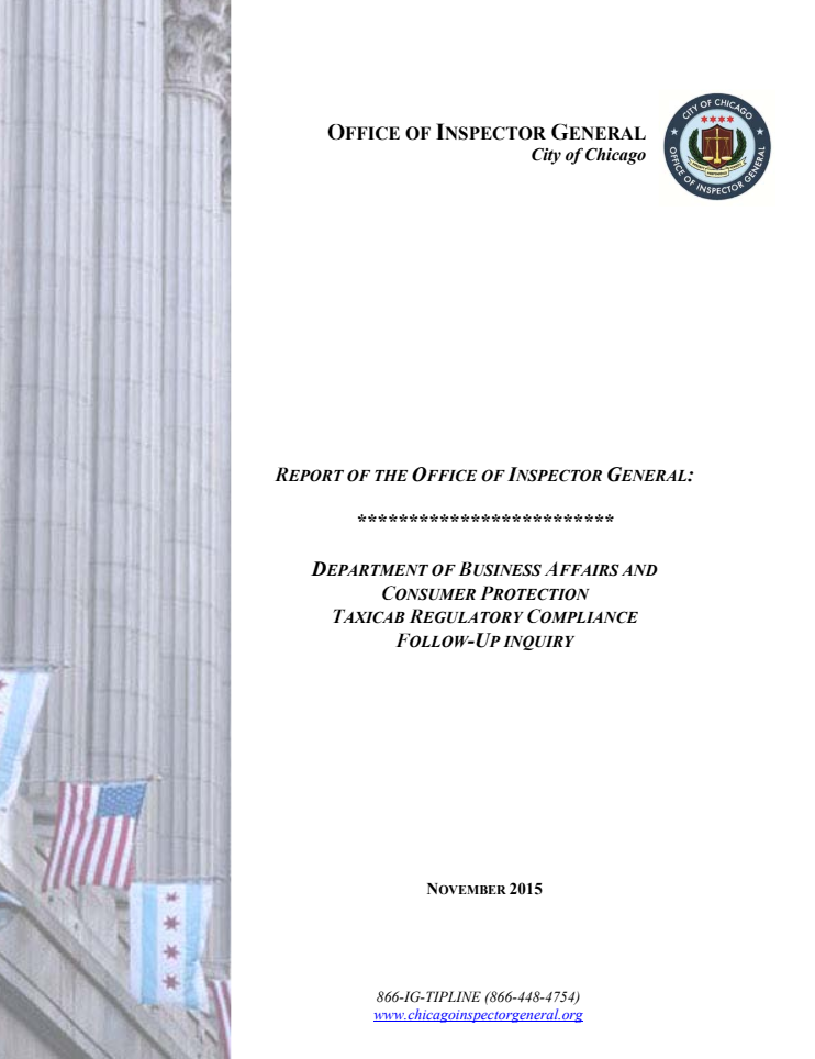 Follow-Up on Department of Business Affairs and Consumer Protection Taxicab Medallion Auction and Safety Inspections - publication cover