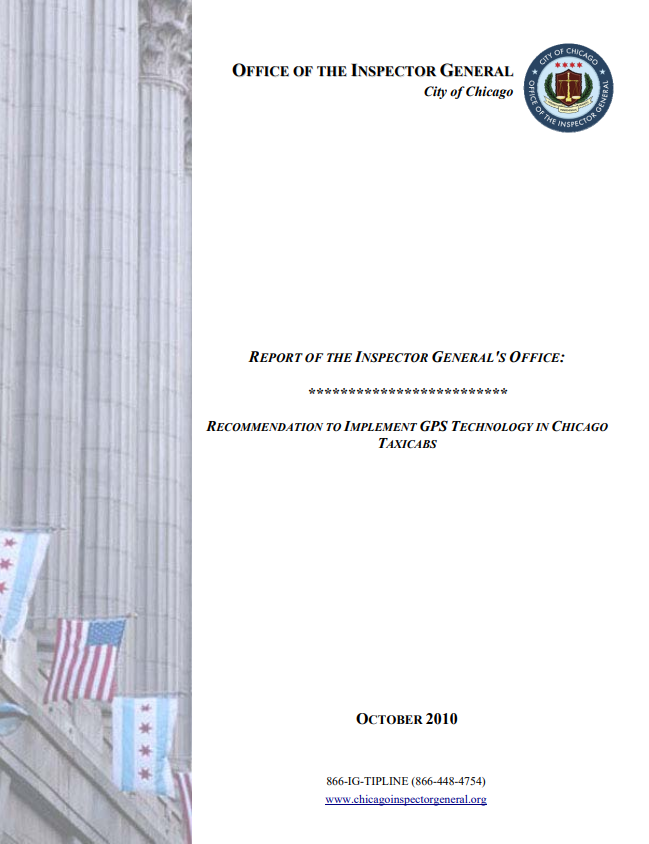 Recommendation to Implement GPS Technology in Chicago Taxicabs Recommendation to Implement GPS Technology in Chicago Taxicabs - publication cover