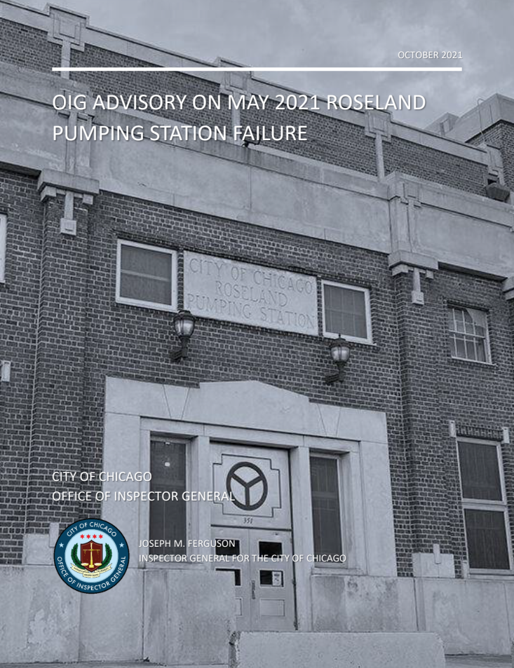 OIG Advisory on the May 2021 Roseland Pumping Station Failure - publication cover