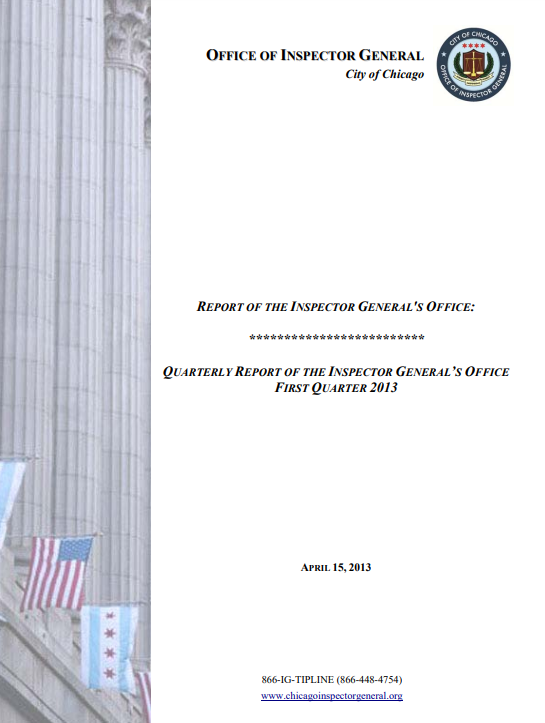 OIG First Quarter Report 2013 - publication cover