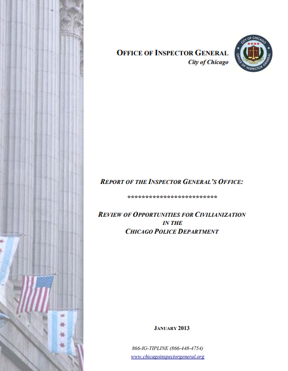 Review of Opportunities For Civilianization in the Chicago Police Department Review of Opportunities For Civilianization in the Chicago Police Department - publication cover