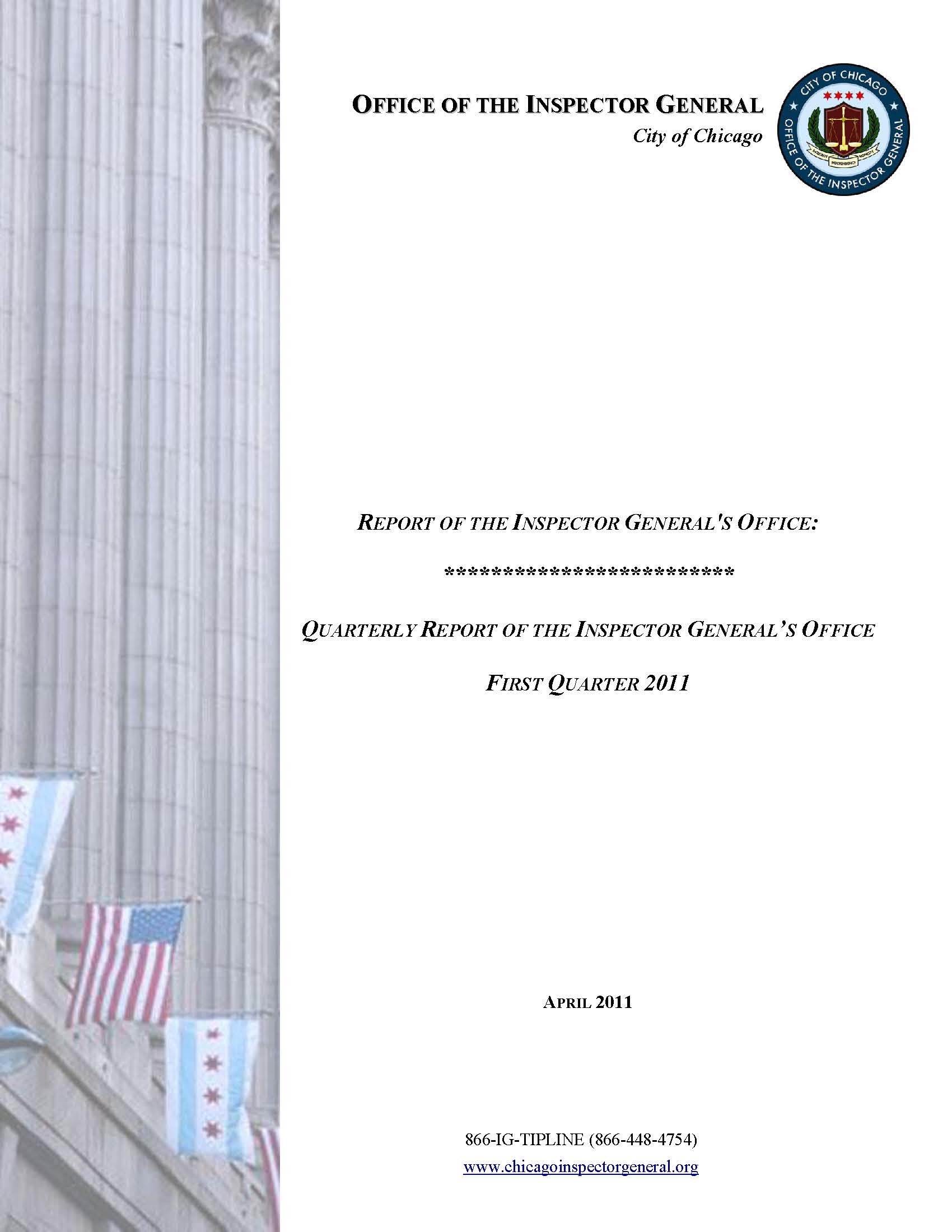 OIG First Quarter Report 2011 - publication cover