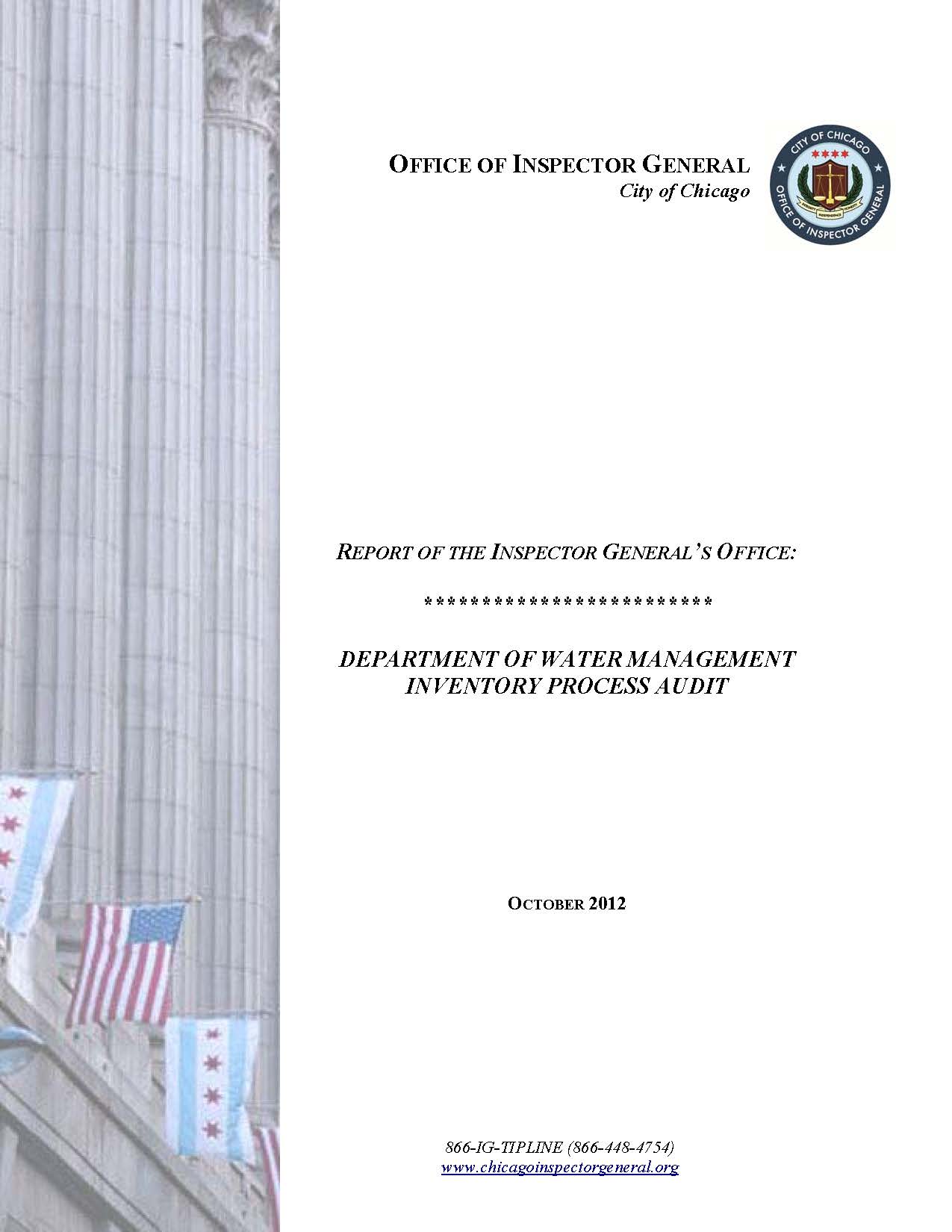 Department of Water Management Inventory Process Audit - publication cover
