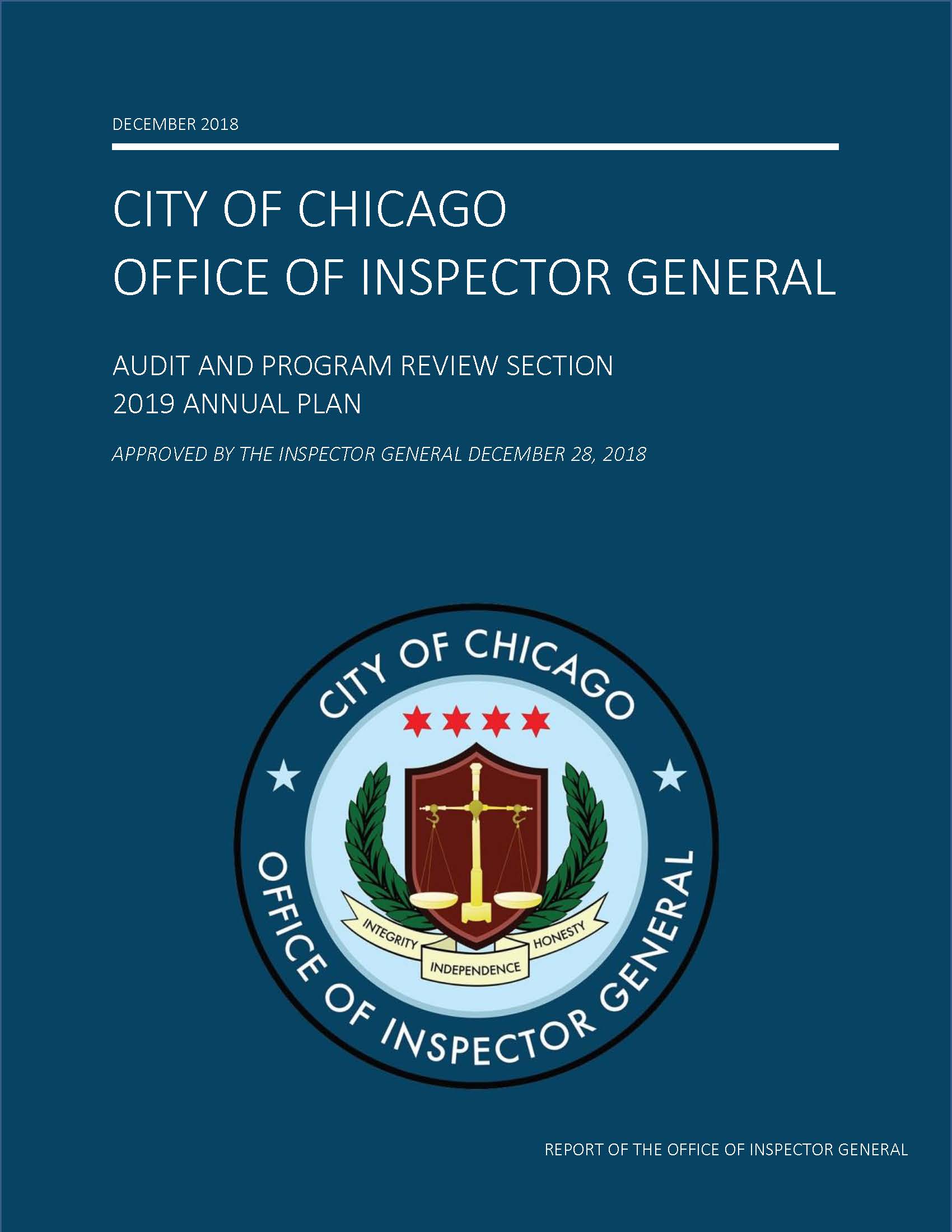 OIG 2019 APR Audit Plan - publication cover