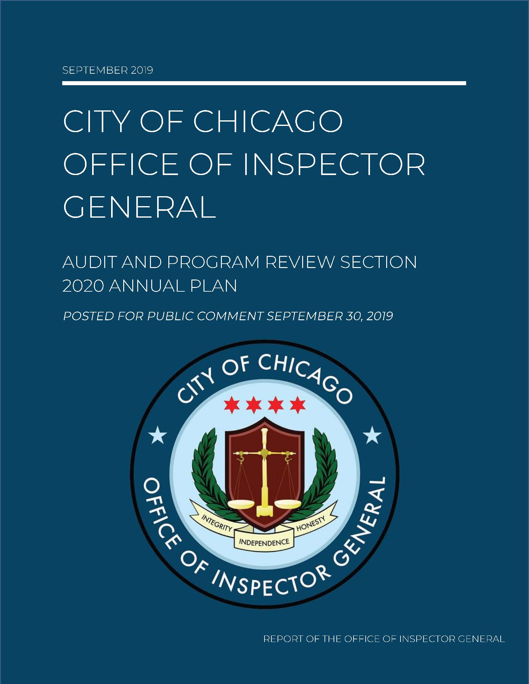 OIG 2020 APR Draft Audit Plan - publication cover