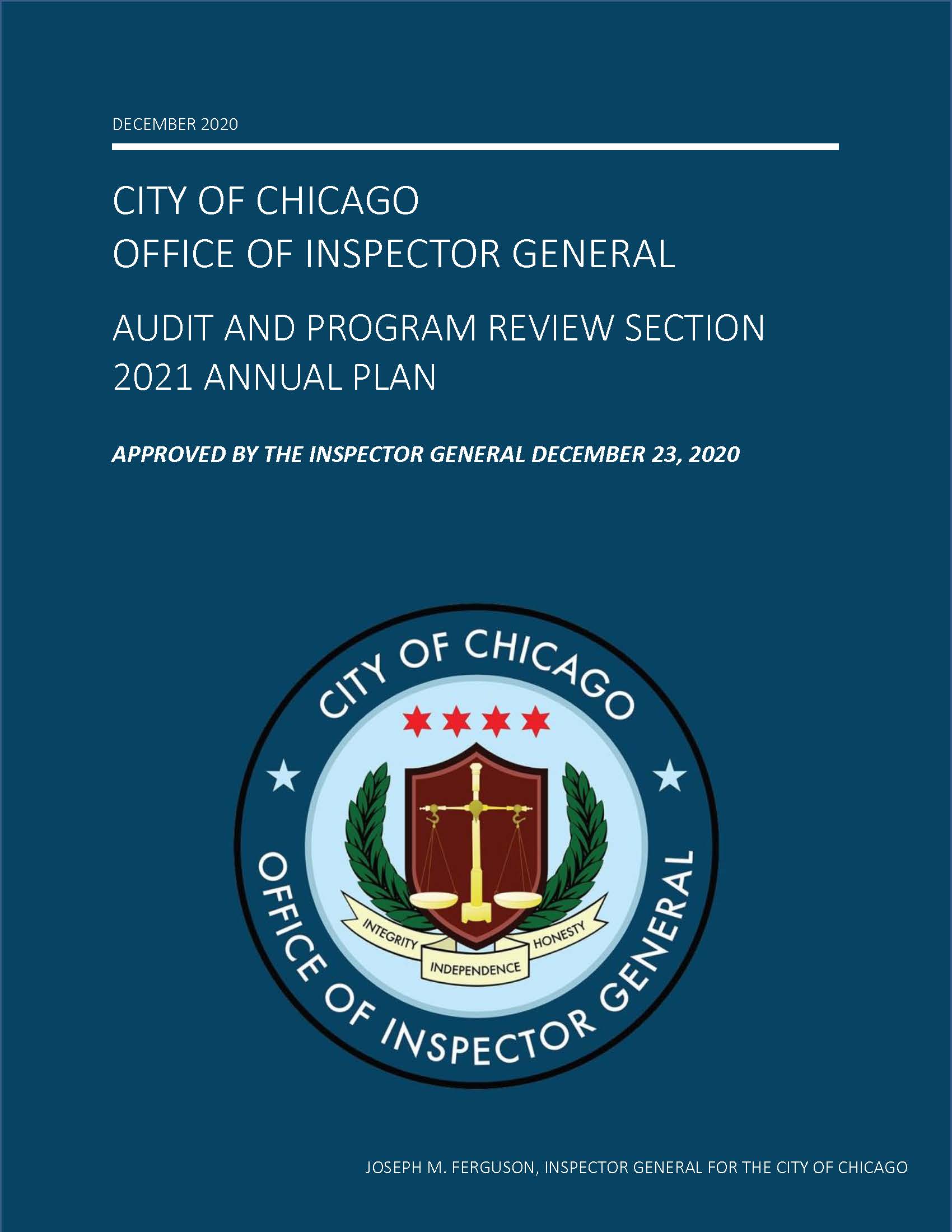 OIG 2021 APR Audit Plan - publication cover