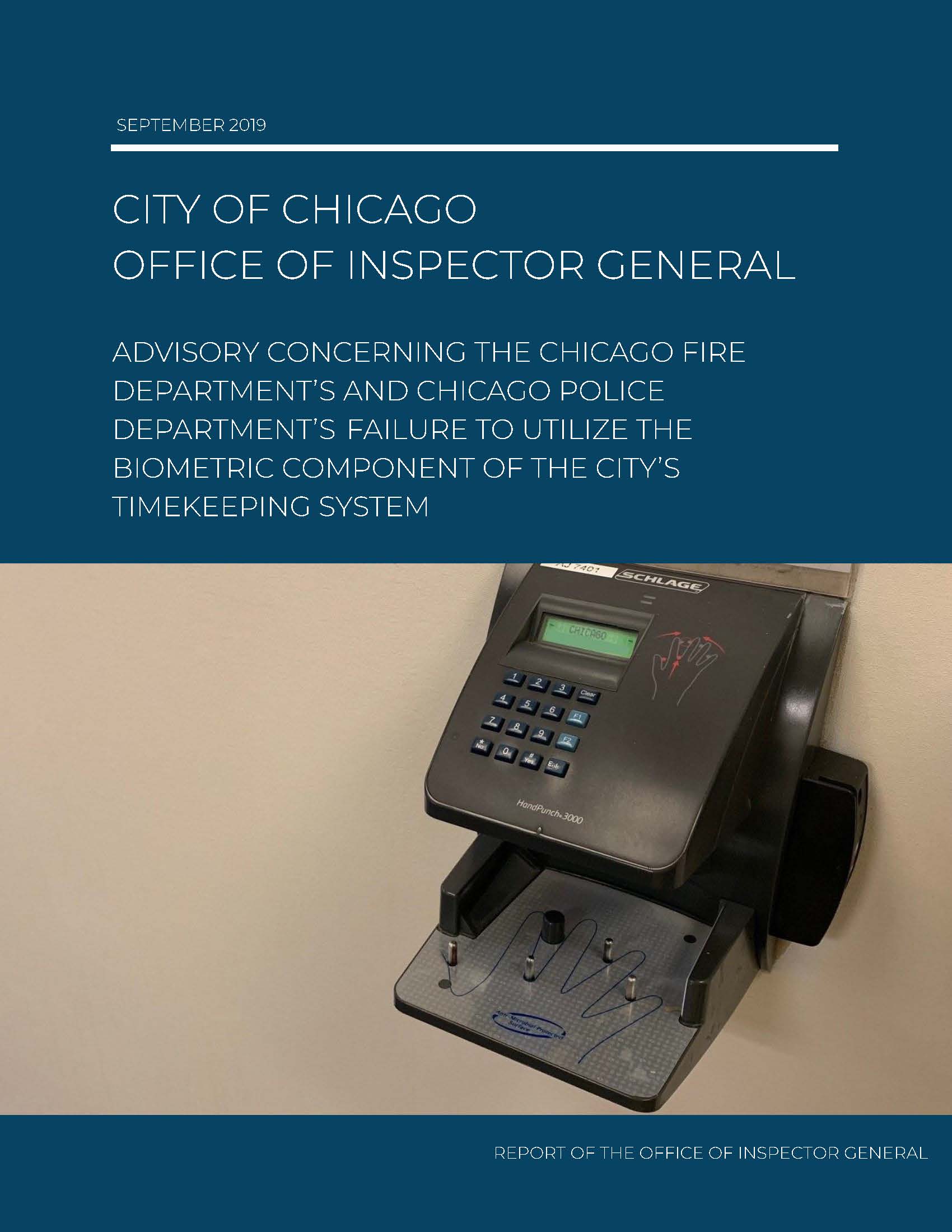 Advisory Concerning Chicago Fire Department and Chicago Police Department Swiping Practices - publication cover