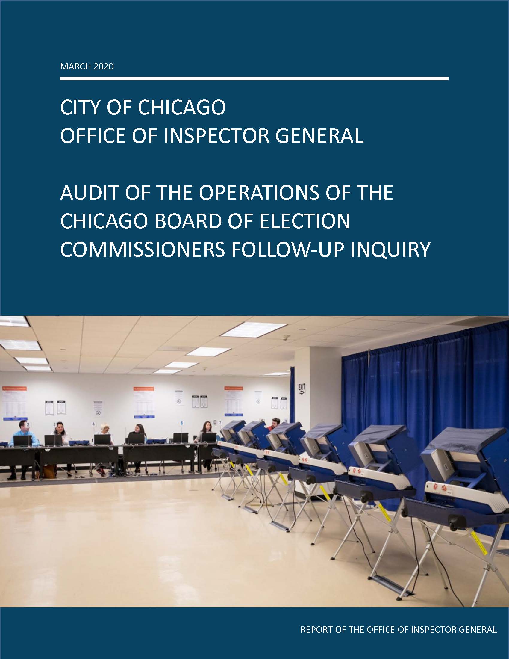 Audit of the Operations of the Chicago Board of Election Commissioners Follow-Up Inquiry - publication cover