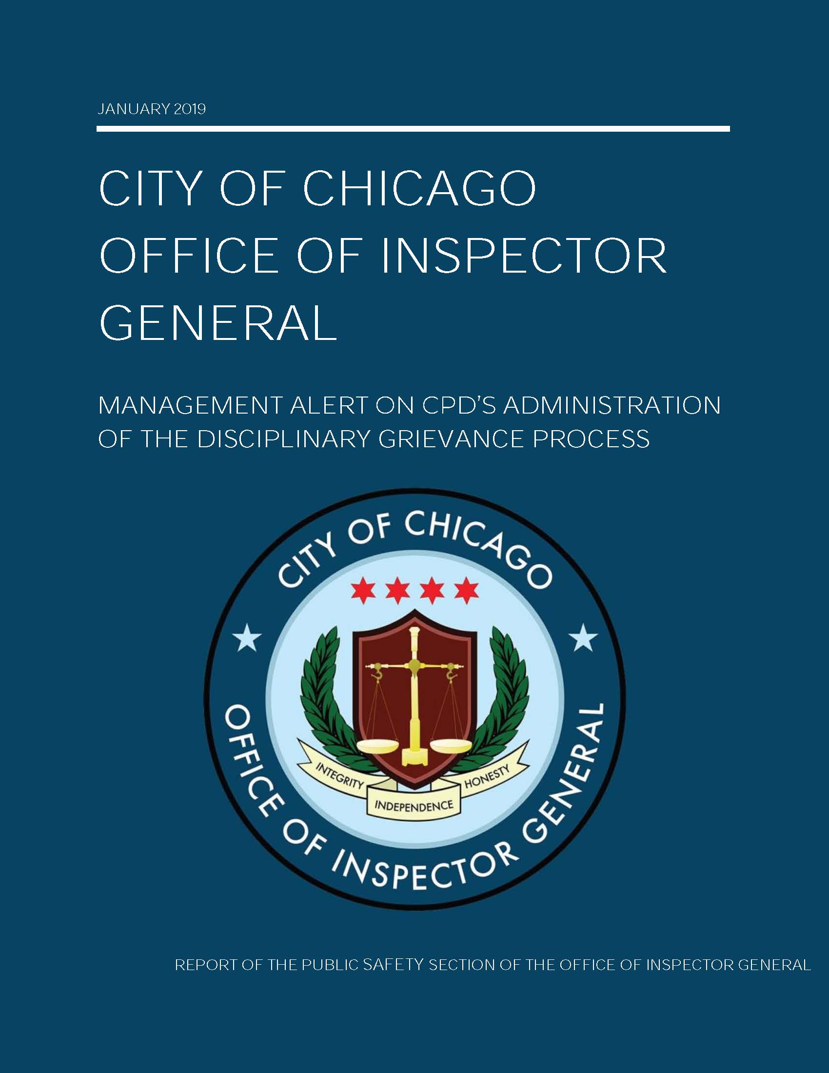 Management Alert on CPD’s Administration of the Disciplinary Grievance Process - publication cover