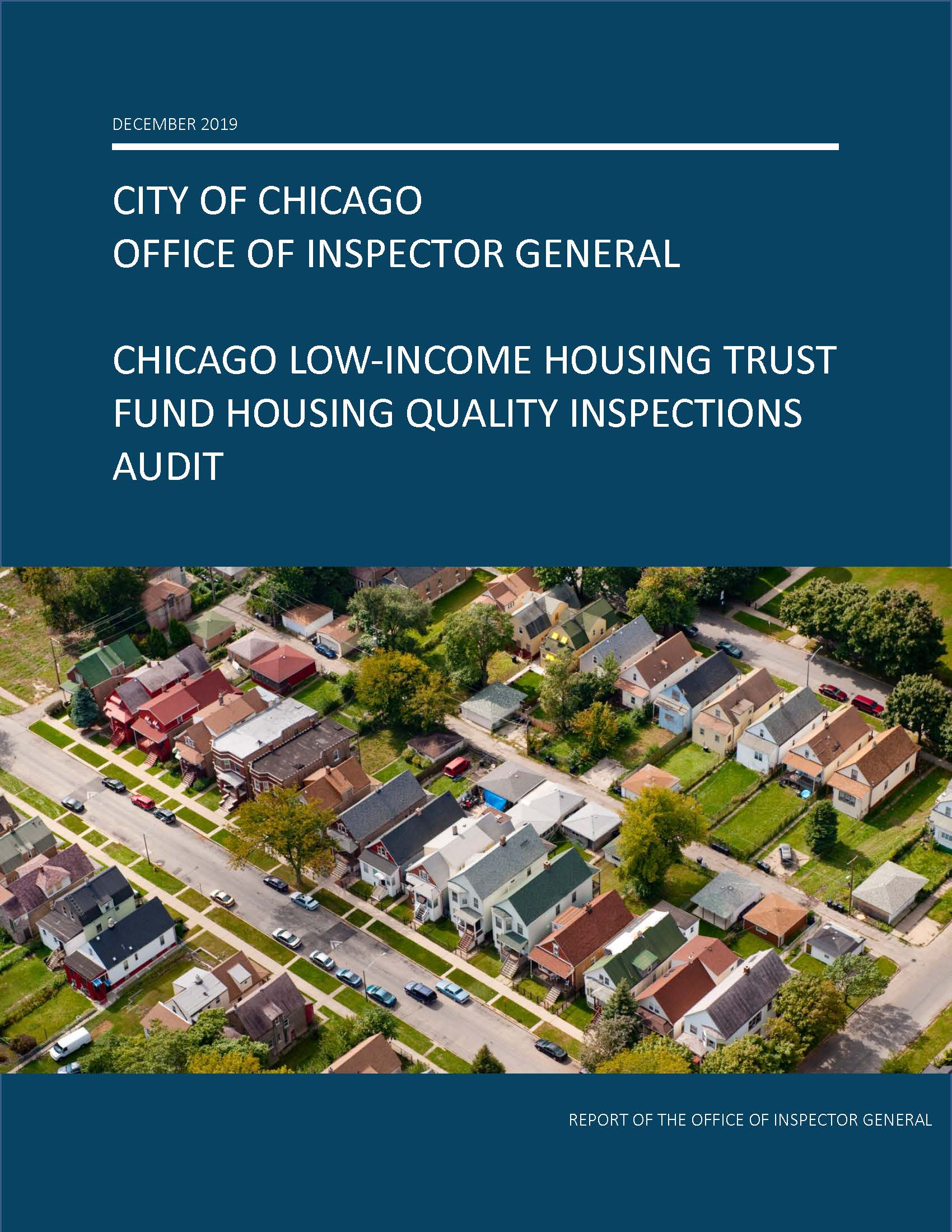 Chicago Low-Income Housing Trust Fund Housing Quality Inspections Audit - publication cover
