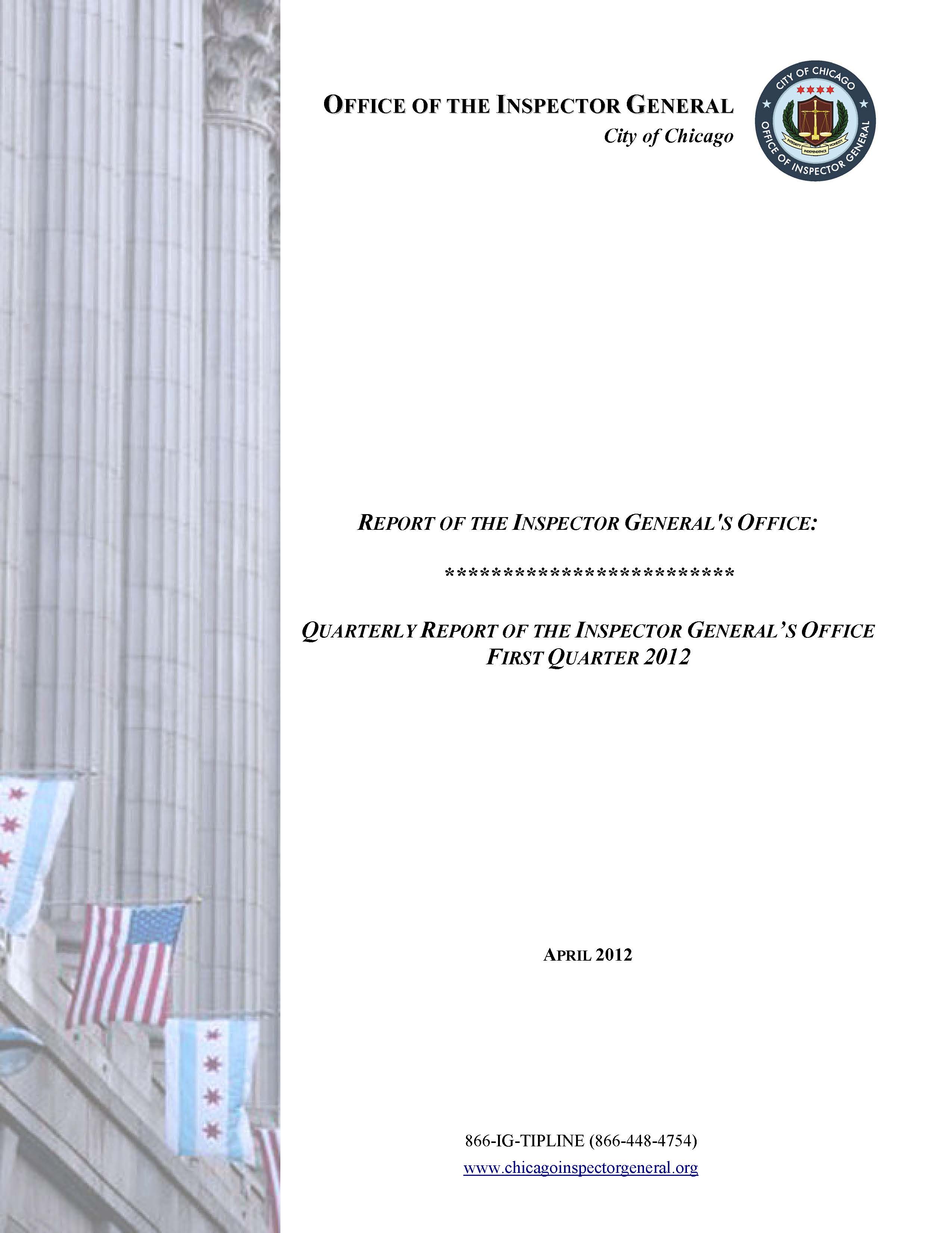 OIG First Quarter Report 2012 - publication cover