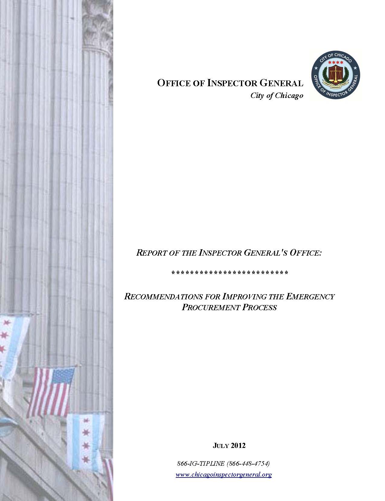 Recommendations for Improving the Emergency Procurement Process - publication cover
