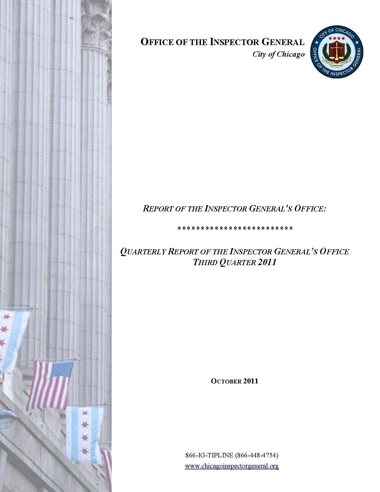 OIG Third Quarter Report 2011 - publication cover