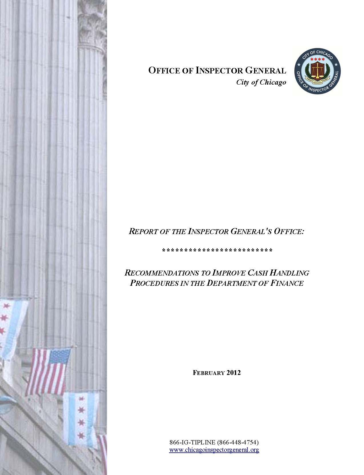 Recommendations to Improve Cash Handling in the Department of Finance - publication cover
