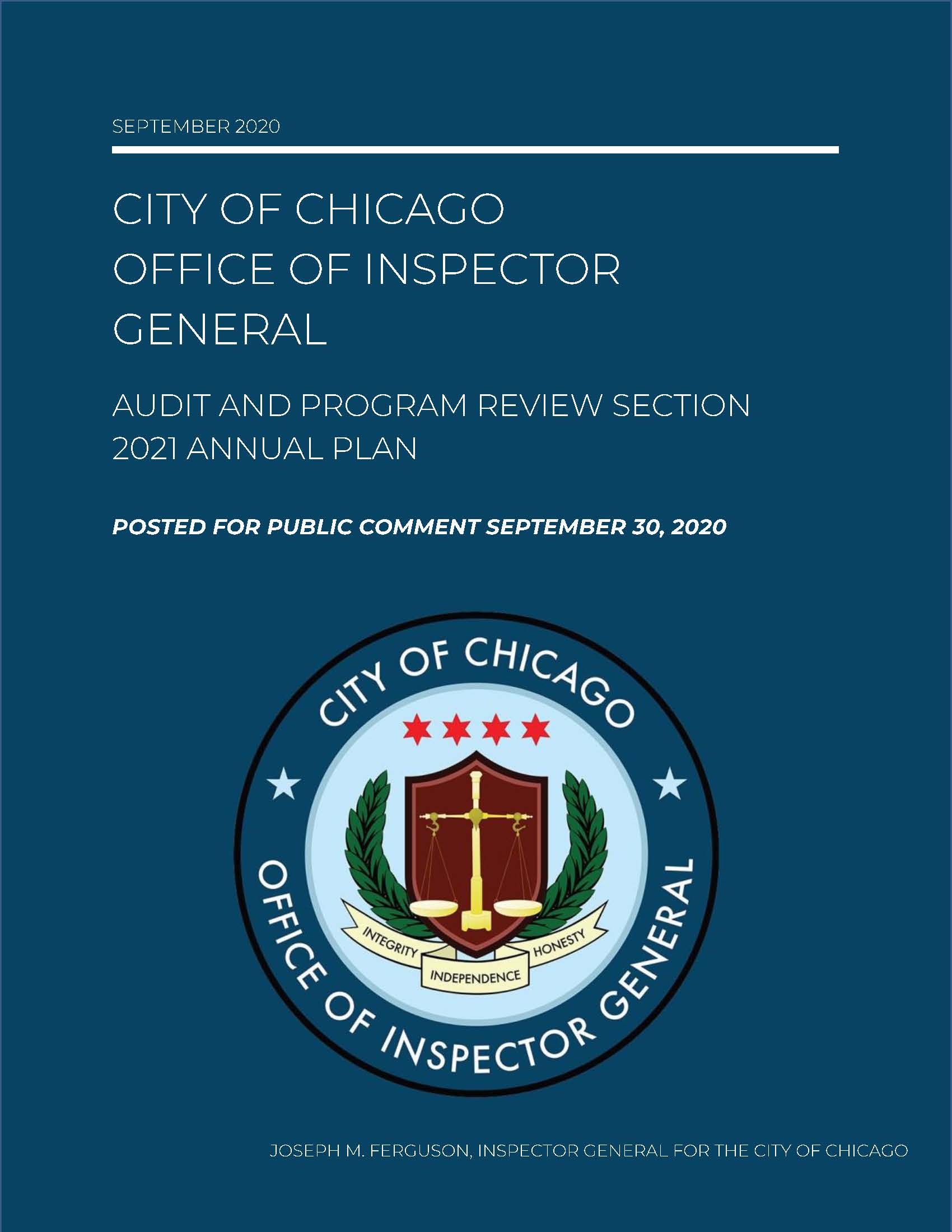 OIG 2021 APR Draft Audit Plan - publication cover