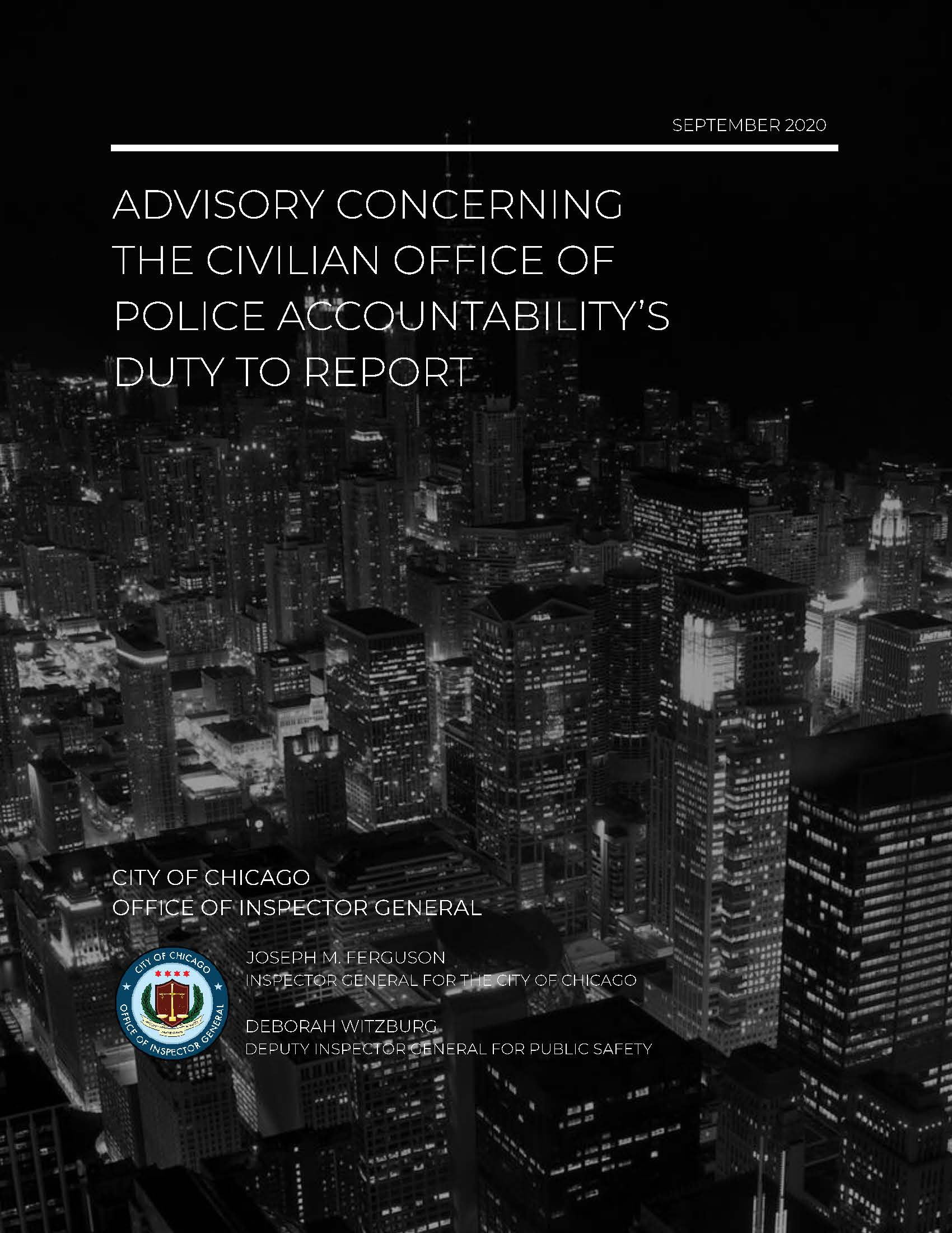 Advisory Concerning the Civilian Office of Police Accountability’s Duty to Report Advisory Concerning the Civilian Office of Police Accountability’s Duty to Report - publication cover