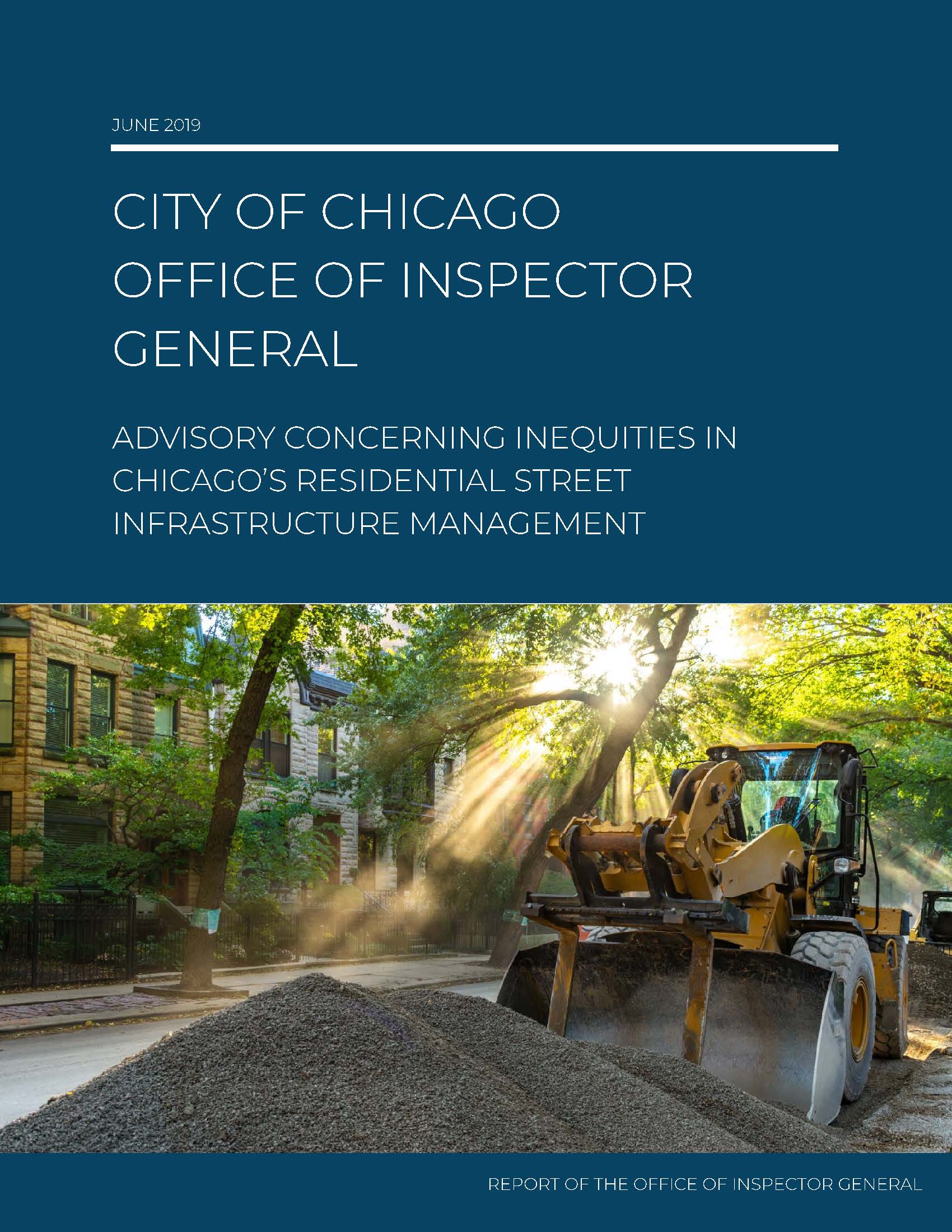 Advisory Concerning Inequities in Chicago’s Residential Street Infrastructure Management - publication cover