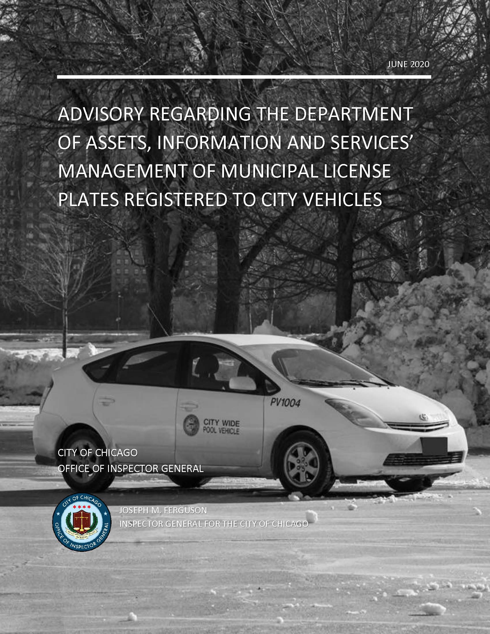 Advisory Regarding the Department of Assets, Information and Services’ Management of Municipal License Plates Registered to City Vehicles - publication cover