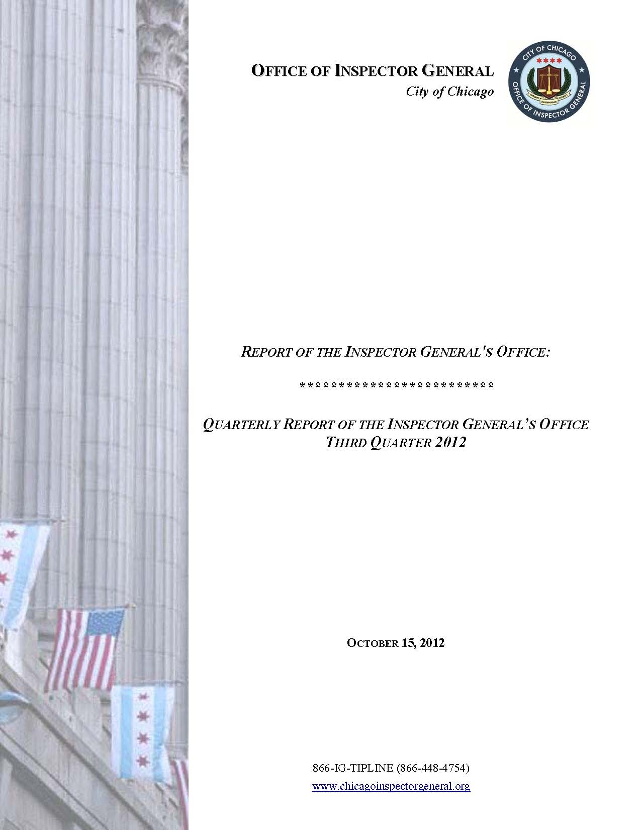 OIG Third Quarter Report 2012 - publication cover