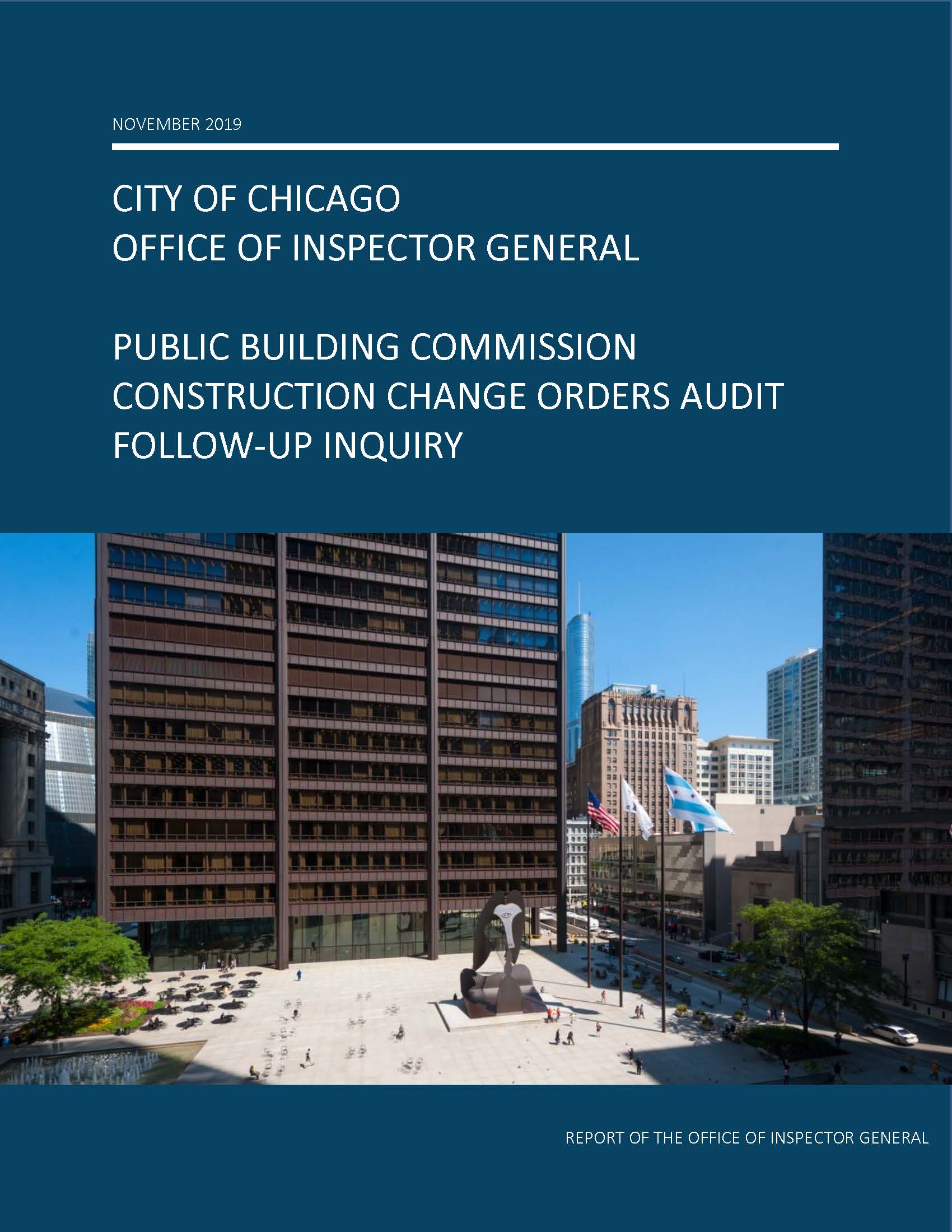 Public Building Commission Construction Change Orders Audit Follow-Up Inquiry - publication cover
