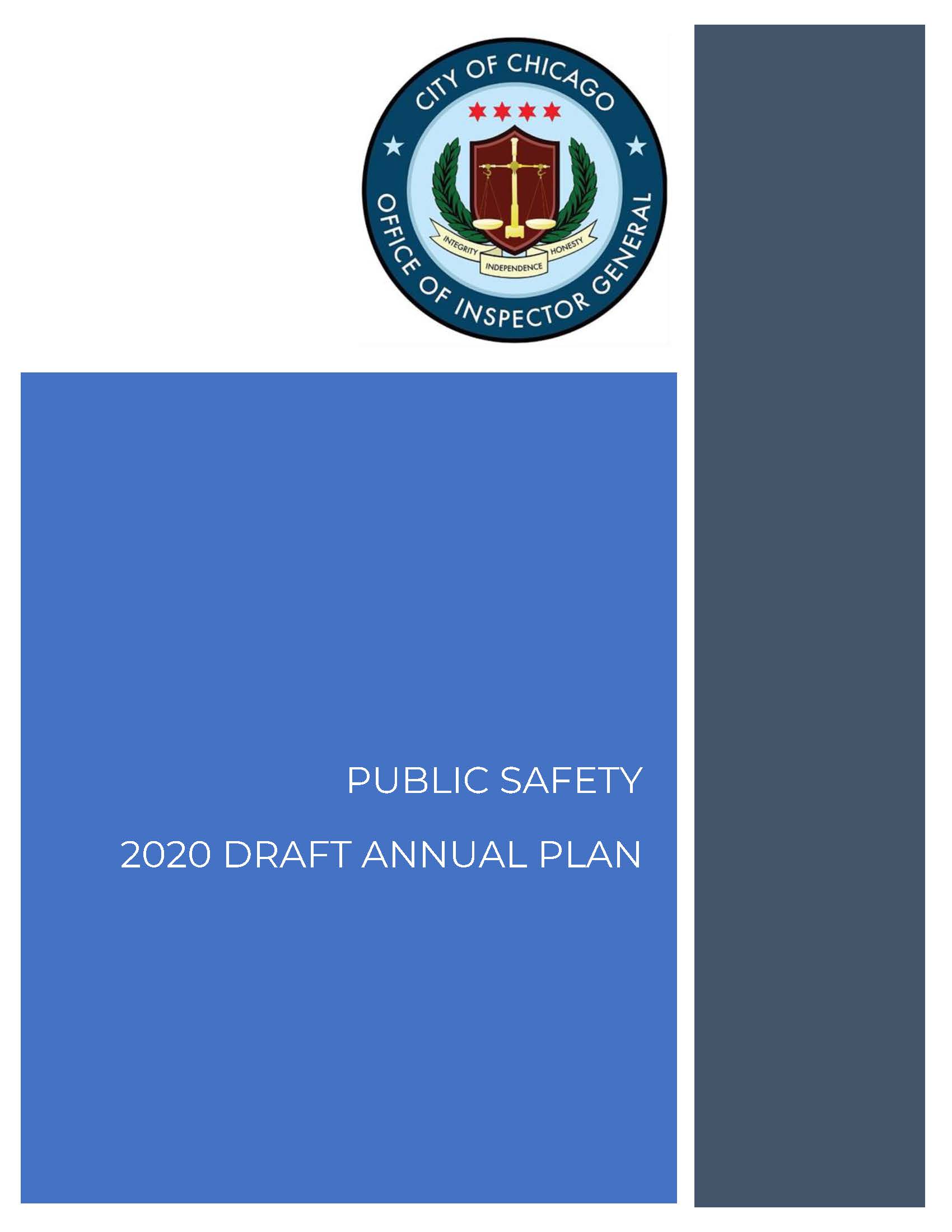 Public Safety 2020 Draft Annual Plan - publication cover