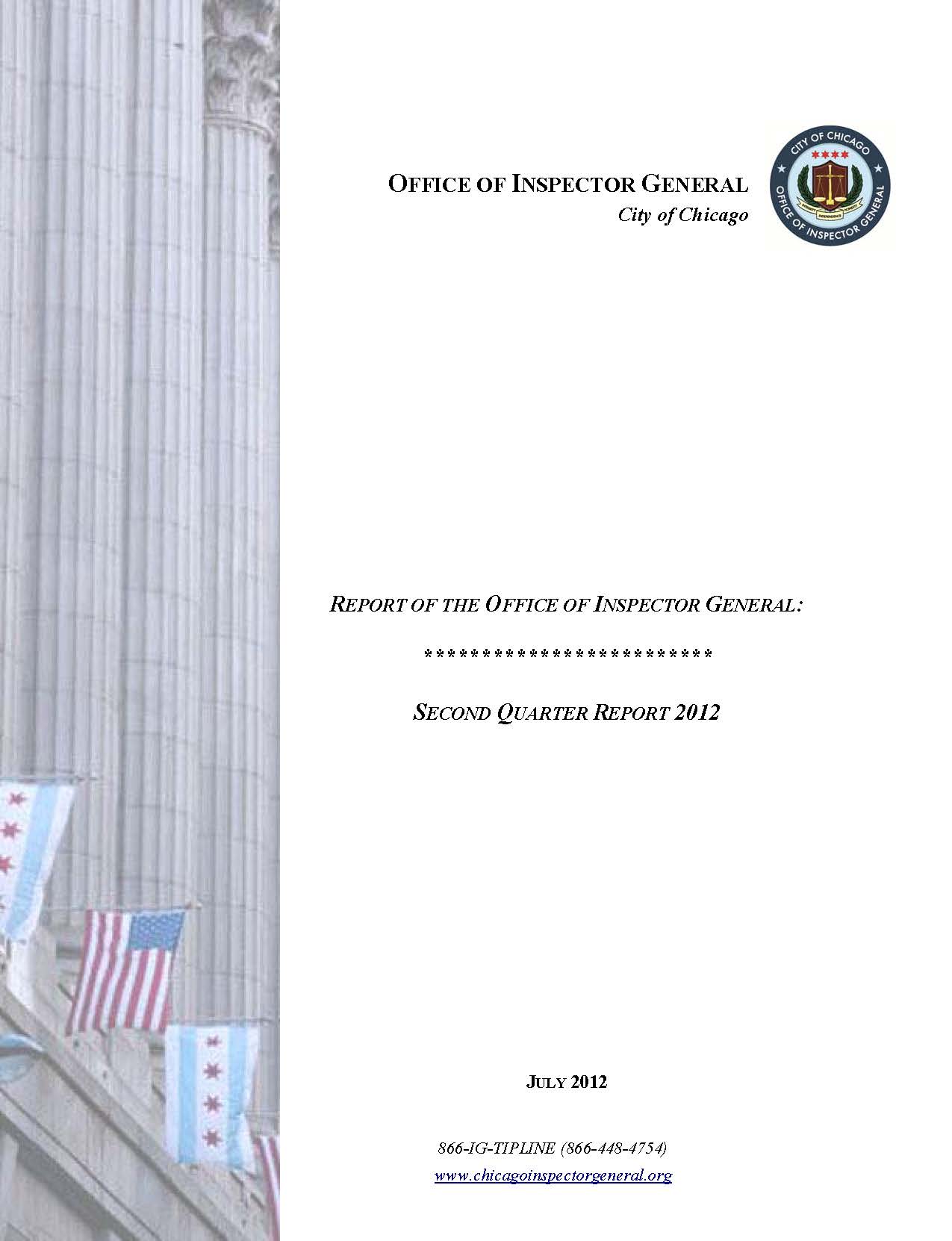 OIG Second Quarter Report 2012 - publication cover