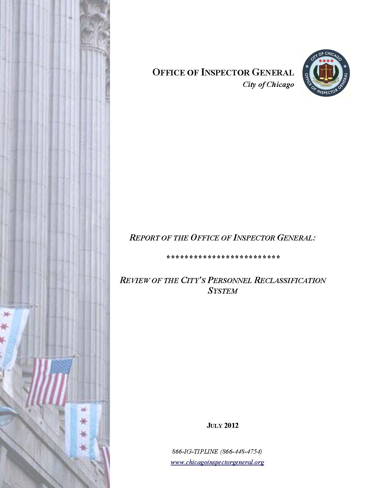 Review of the City’s Personnel Reclassification System - publication cover