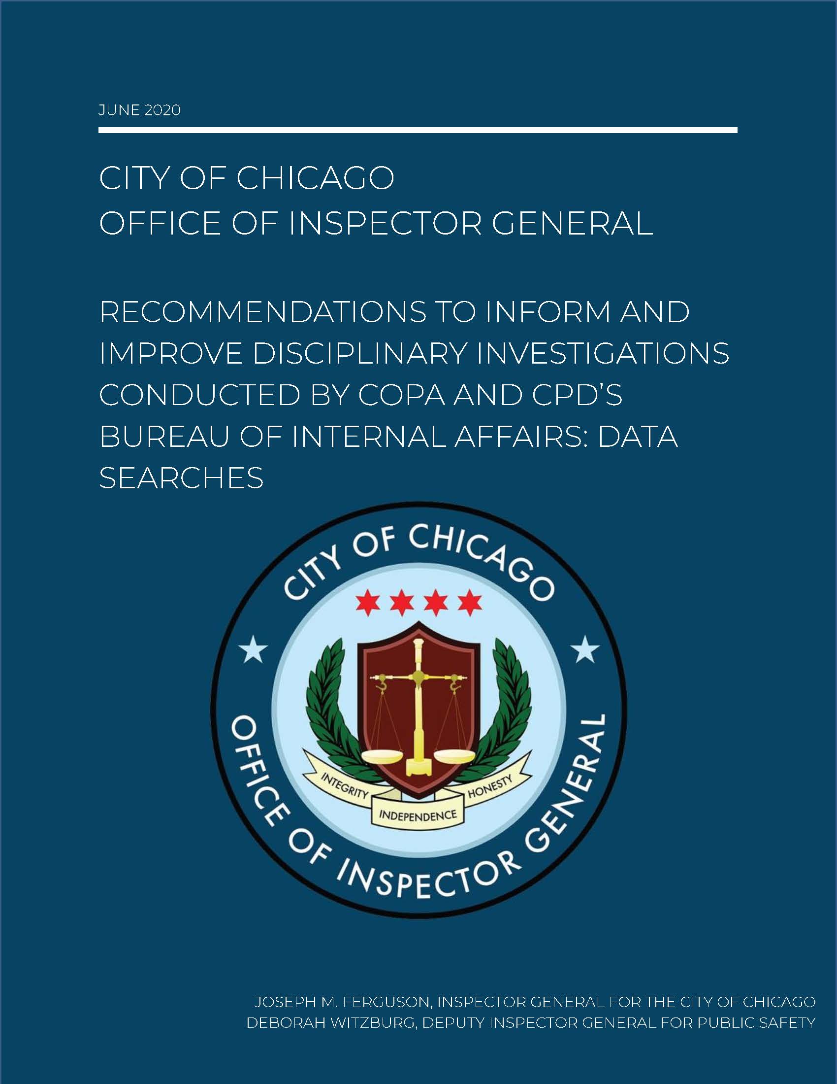 Recommendations to Inform and Improve COPA and BIA Disciplinary Investigations - publication cover