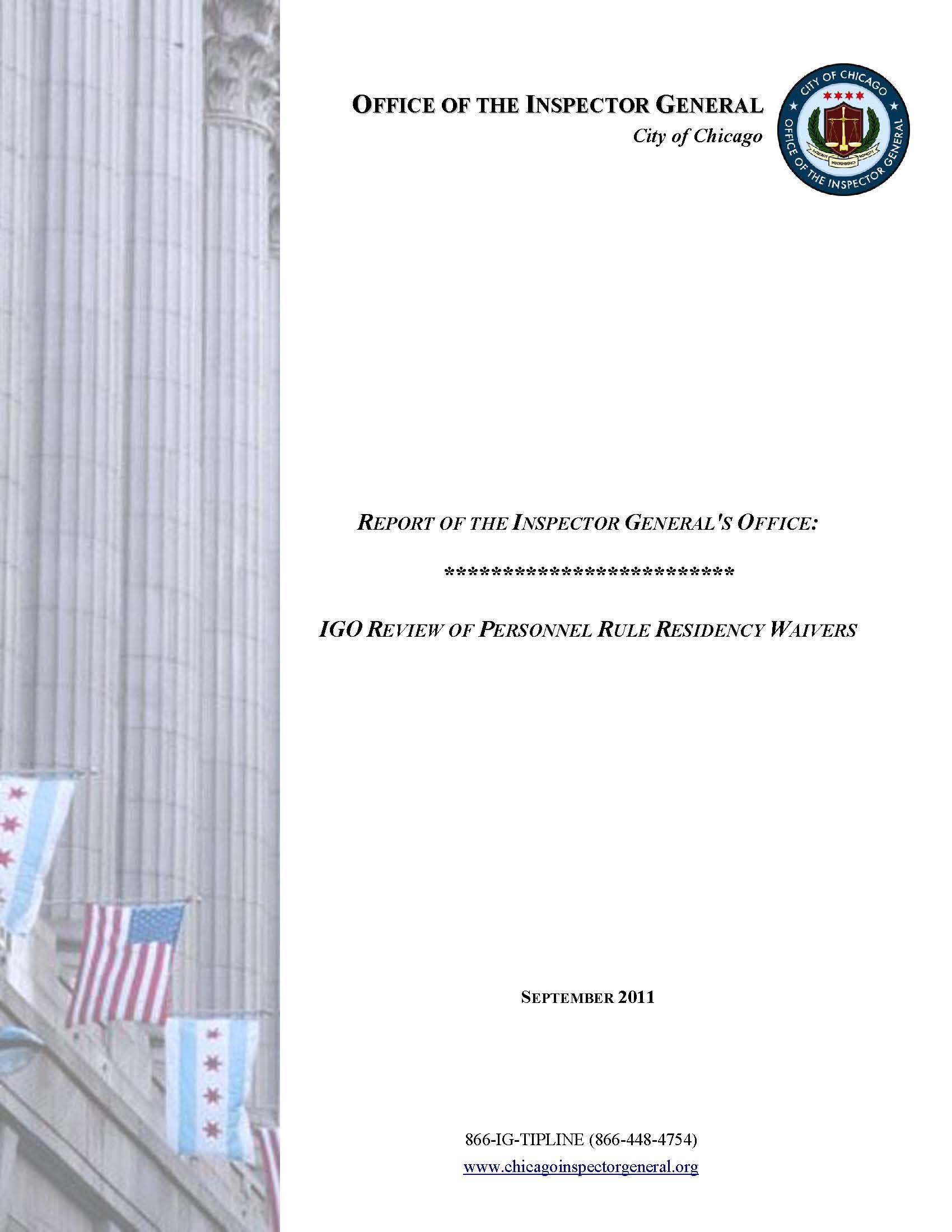 Review of Personnel Rule Residency Waivers - publication cover