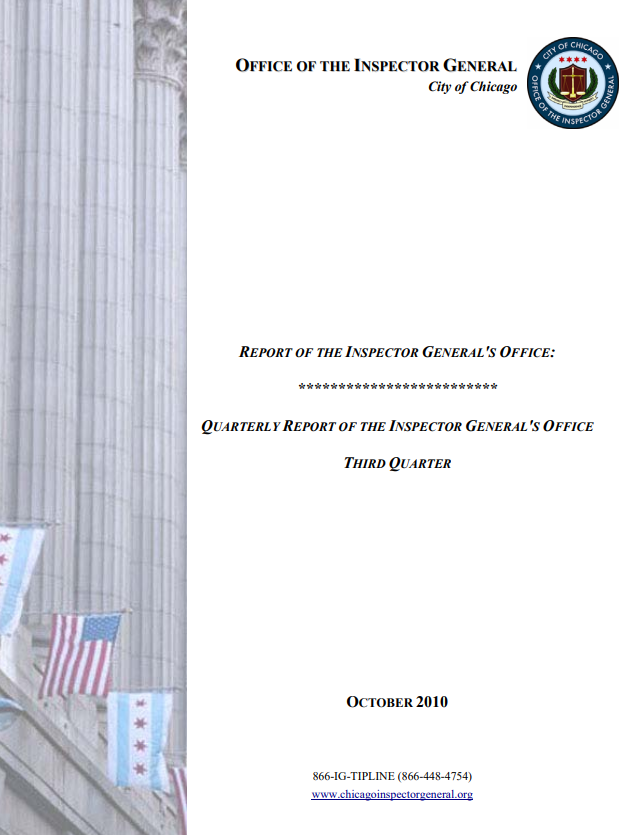 OIG Third Quarter Report 2010 - publication cover