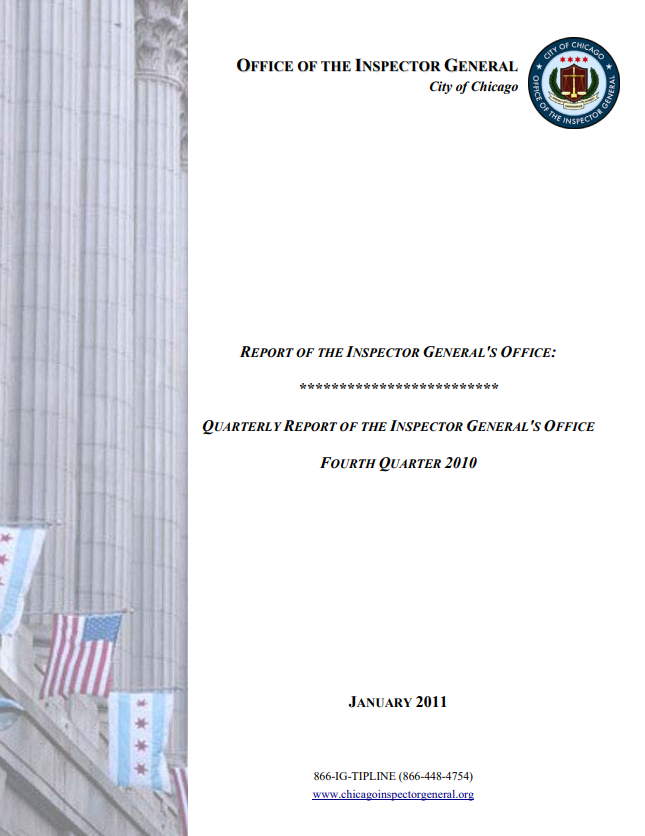 OIG Fourth Quarter Report 2010 - publication cover