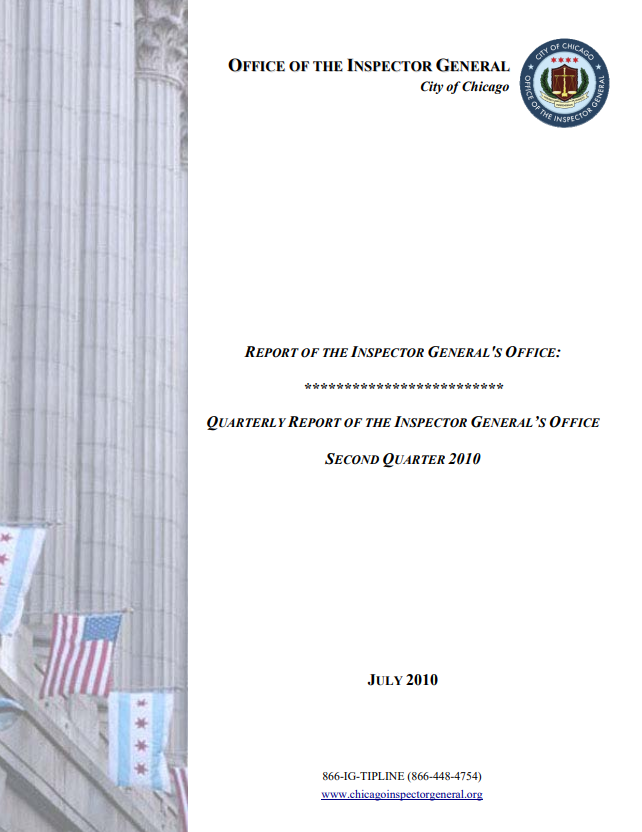 OIG Second Quarter Report 2010 - publication cover