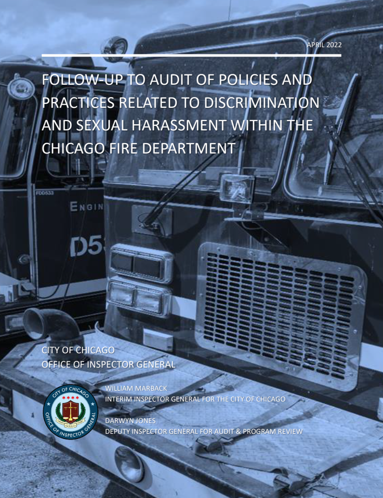 Follow-Up to Audit of Policies and Practices Related to Discrimination and Sexual Harassment Within the Chicago Fire Department - publication cover